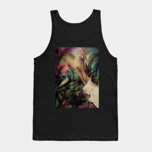 BRIGHT TROPICAL SCENE,BIRDS,PARROT, MACAW, DECO VINTAGE ART POSTER Tank Top